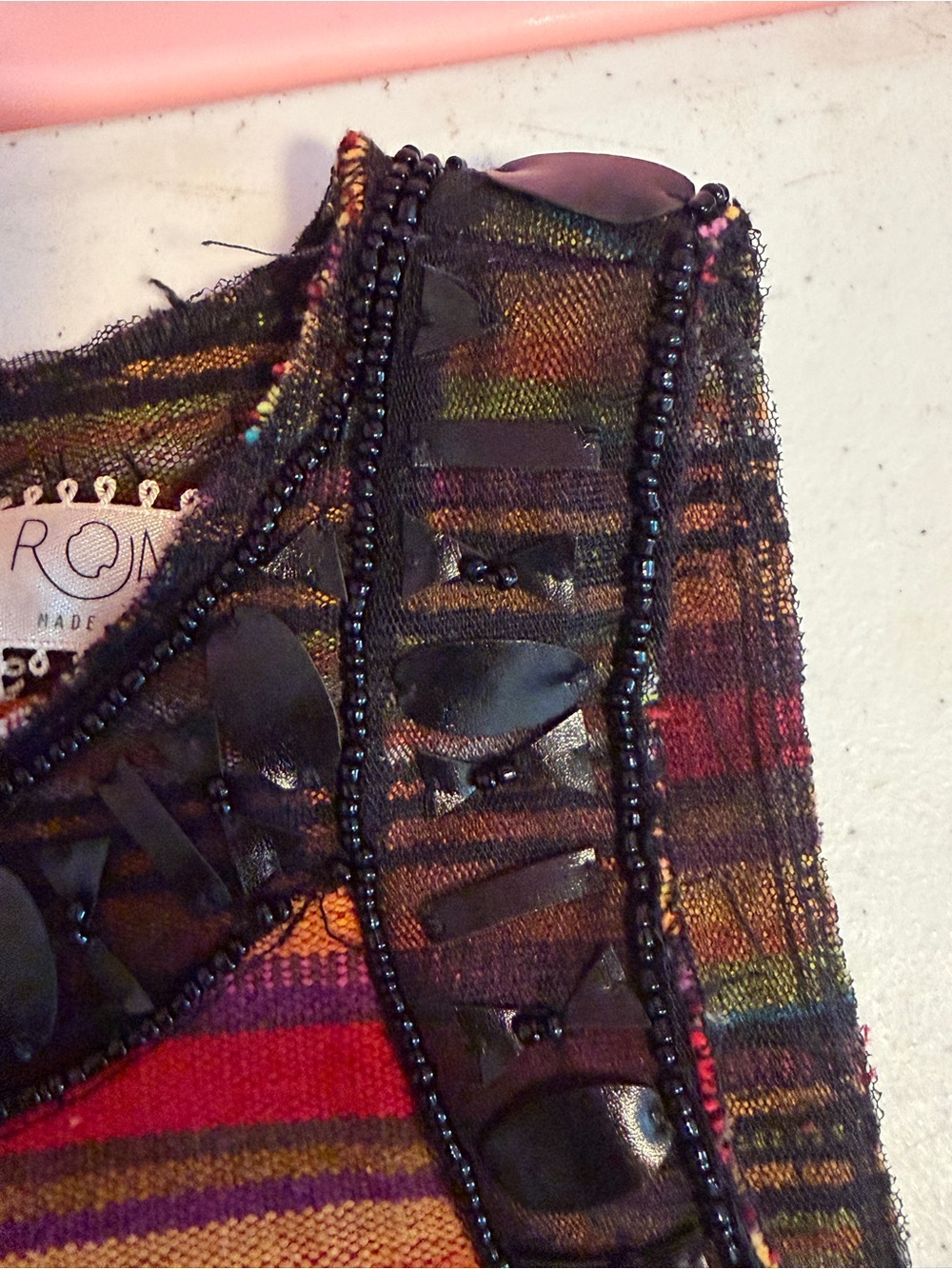 Free People New Romantics Shift Dress Size 2 Boho Beaded Embellished - Picture 8 of 9